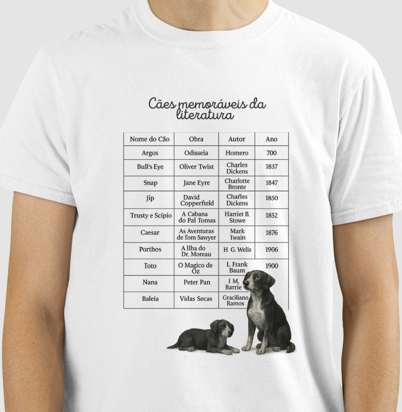 CÃES MEMORÁVEIS DA LITERATURA – CAMISETA AFETIVA