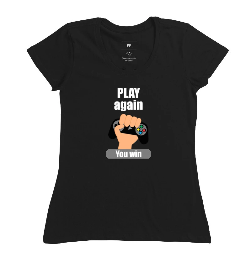 Camiseta feminina Play again