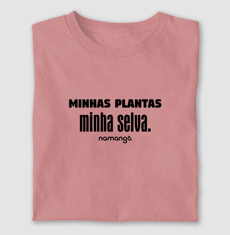 Camiseta Minhas Plantas, Minha Selva – Estilo Botânico - Na Manga