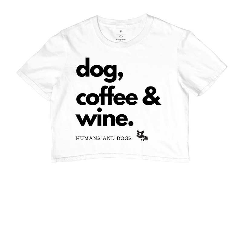Camiseta Dog, Coffee & Wine