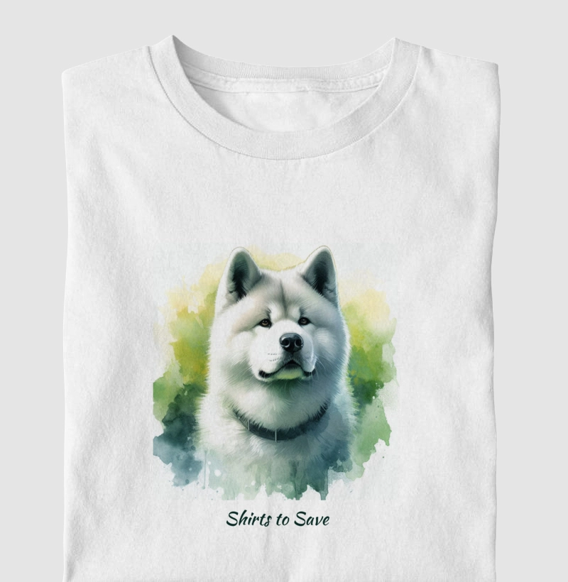 Camiseta Akita Branco Aquarela