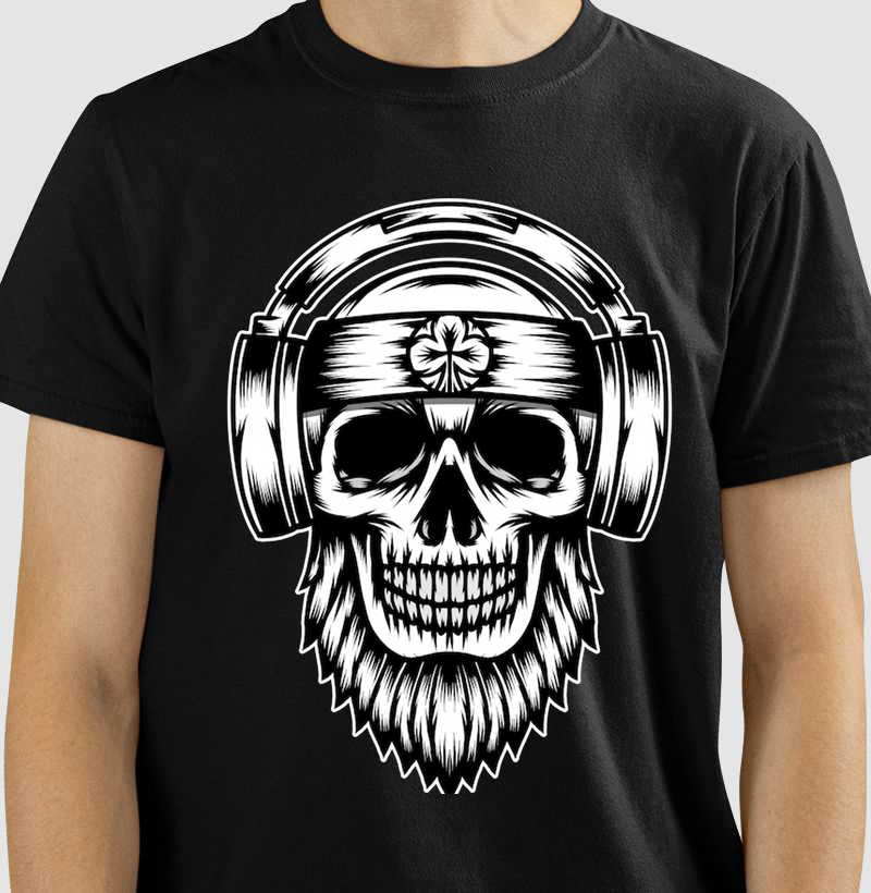 T-SHIRT HEADPHONE SKULL