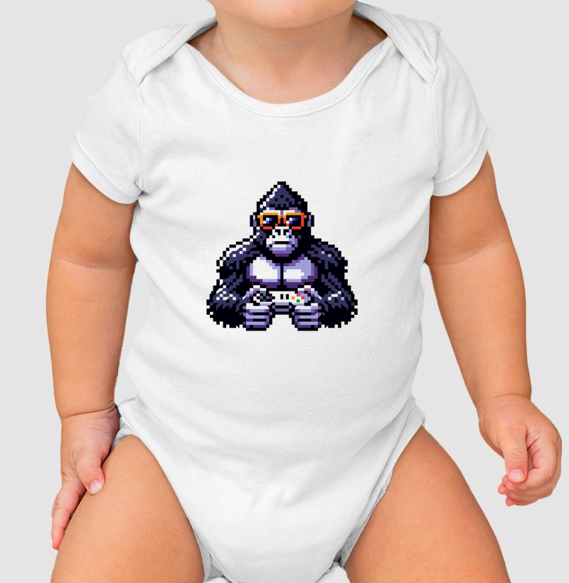 Body Infantil “Gorila Gamer Pixel"
