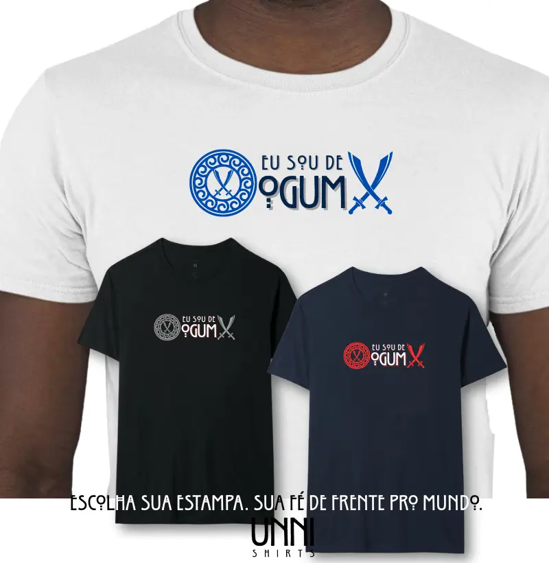 Camiseta Sou de Ogum Sombreada Branca Masc.