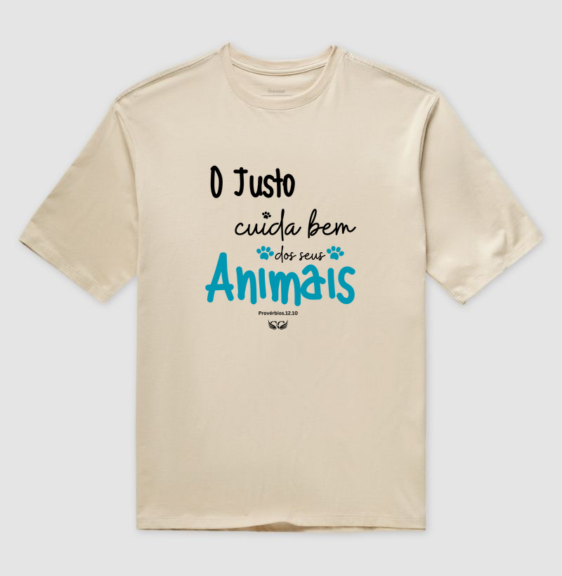 Camiseta Oversized O justo cuida bem dos seus animais