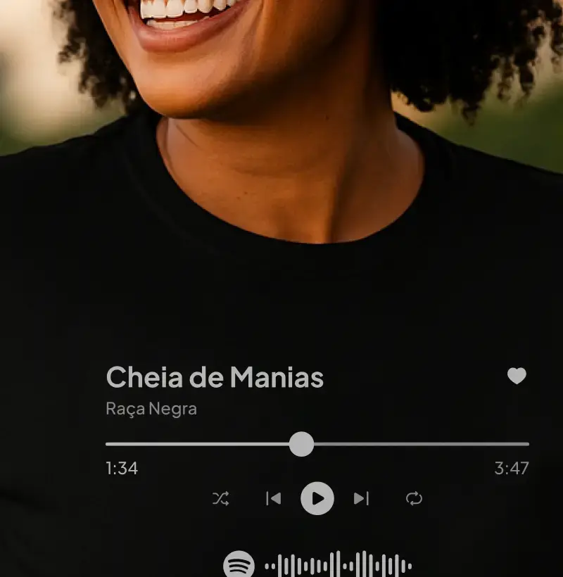Camiseta Spotify “Cheia de Manias” – Raça Negra (PP ao 4G) Algodão premium