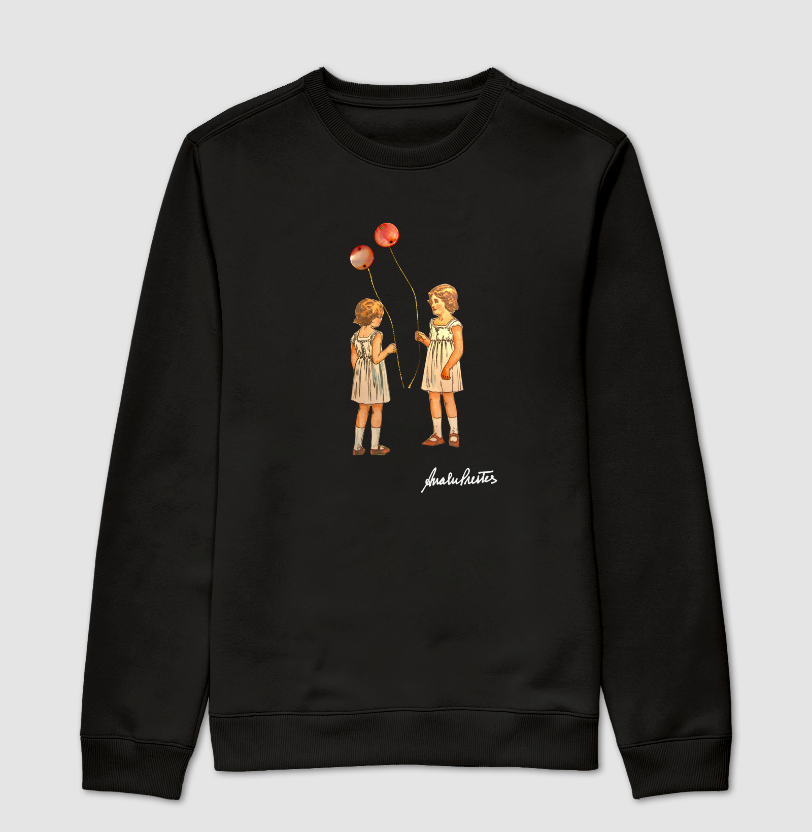 MENINAS COM BALÕES VERMELHOS.