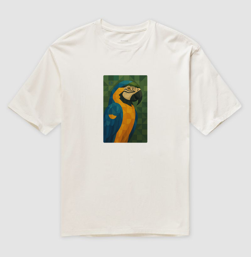Camiseta Oversized - Arara Geométrico