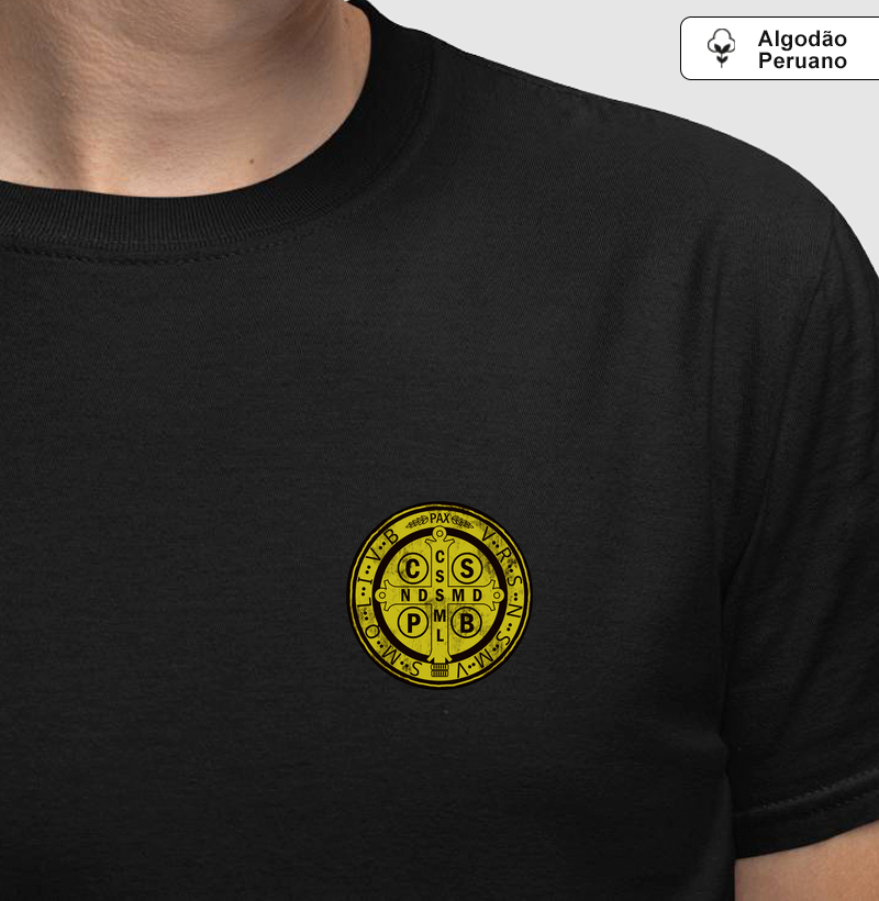 Medalha de São Bento efeito desgaste minimalista