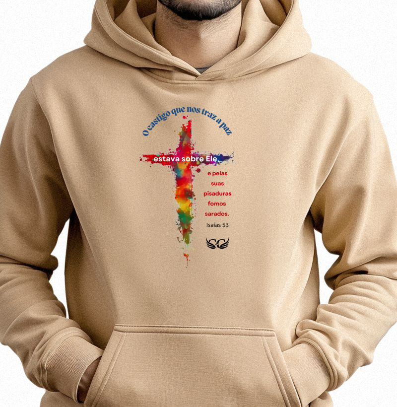 Hoodie Slim de Páscoa O castigo que nos traz a Paz.