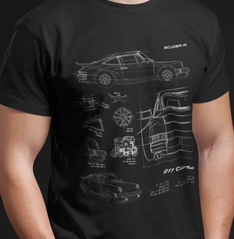 CAMISETA 911 TURBO 930 SKETCH ART SCUDERIIA
