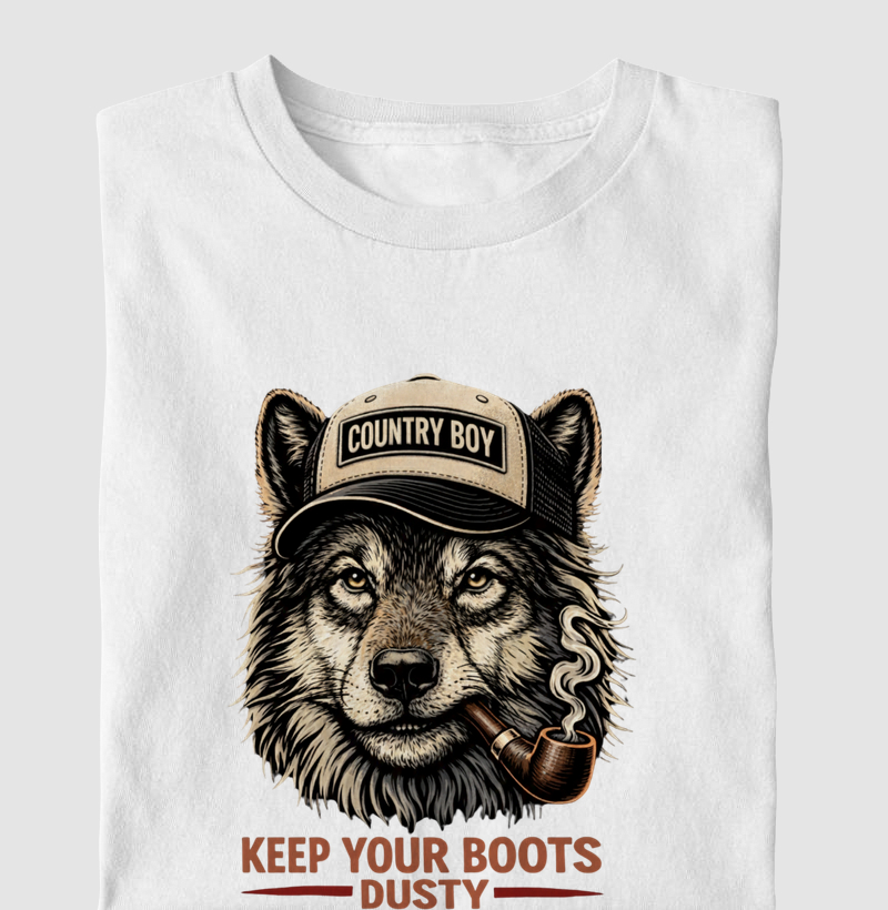 Camiseta Keep Your Boots Dusty – Country Boy Wolf