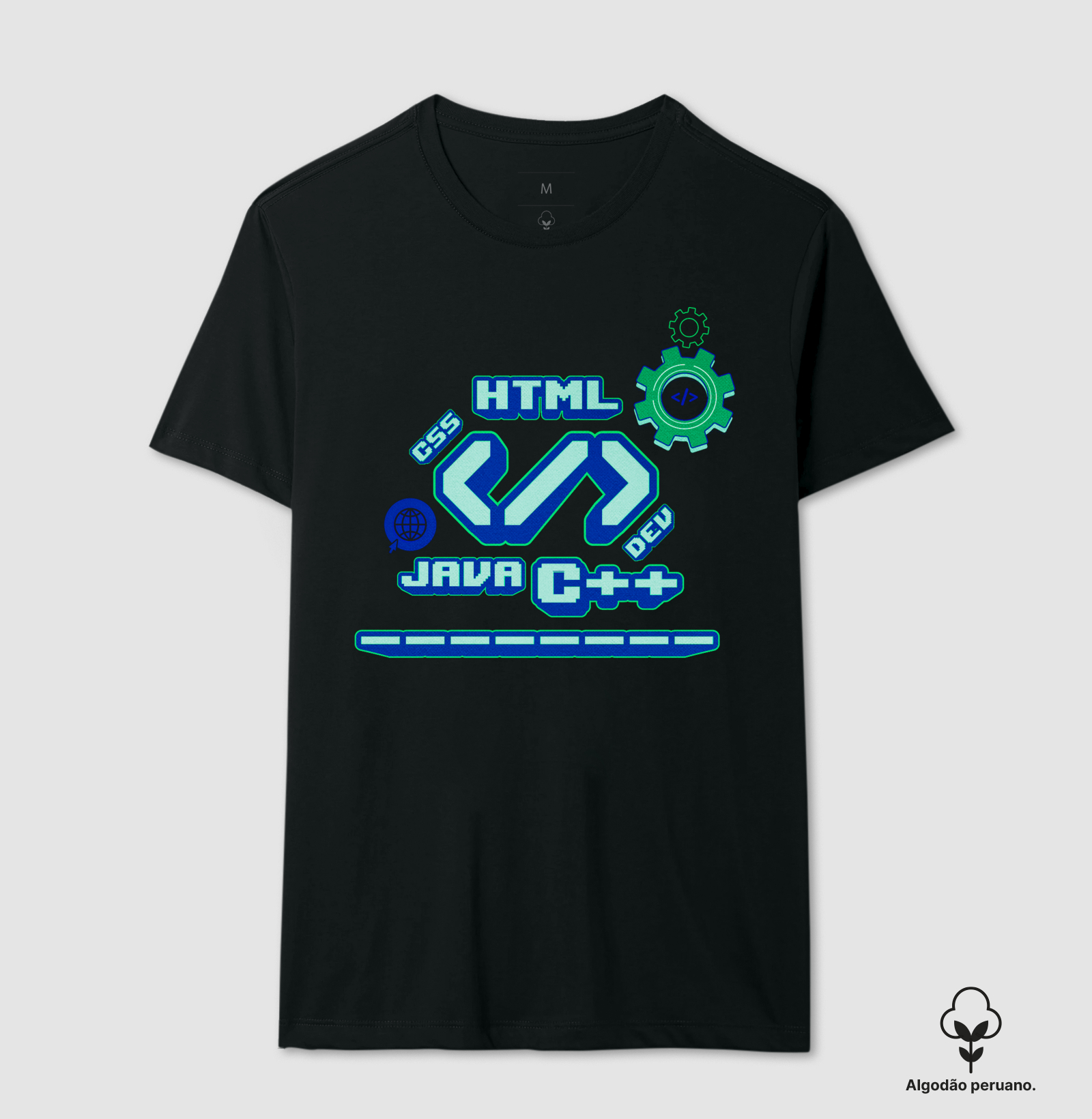 Camiseta Algodão Peruano Dev Mode – Estilo Tech Retrô