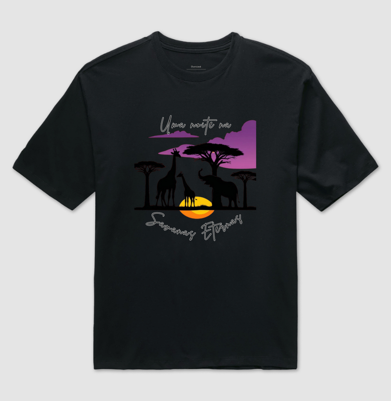 Camiseta Animalis Oversized Noite na Savana 100% Algodão