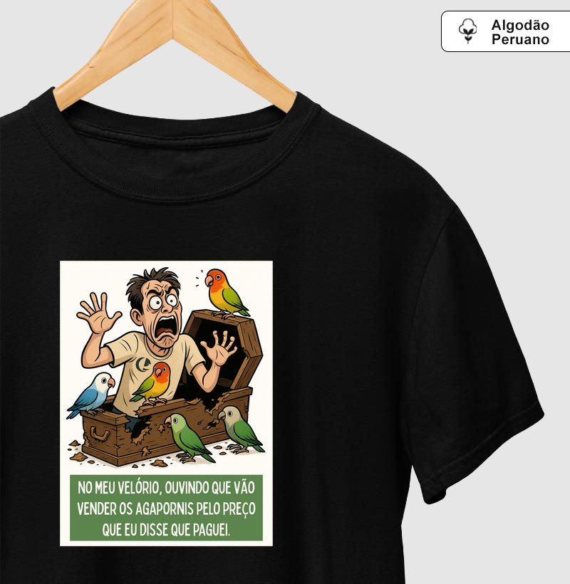 Camiseta Algodão Peruano - Comic Velório Agapornis