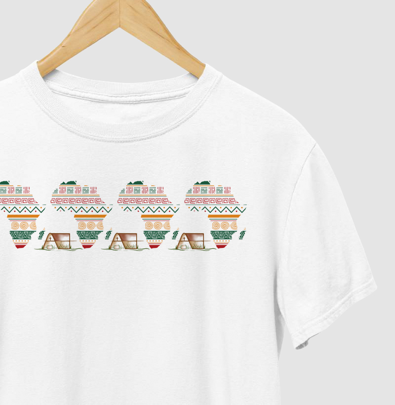 Camiseta Aruanda Ê Raízes Afro em Cada Detalhe 100% Algodão
