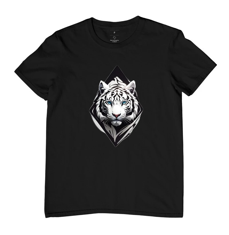 Camiseta Adulta - Tigre Preto e Branco