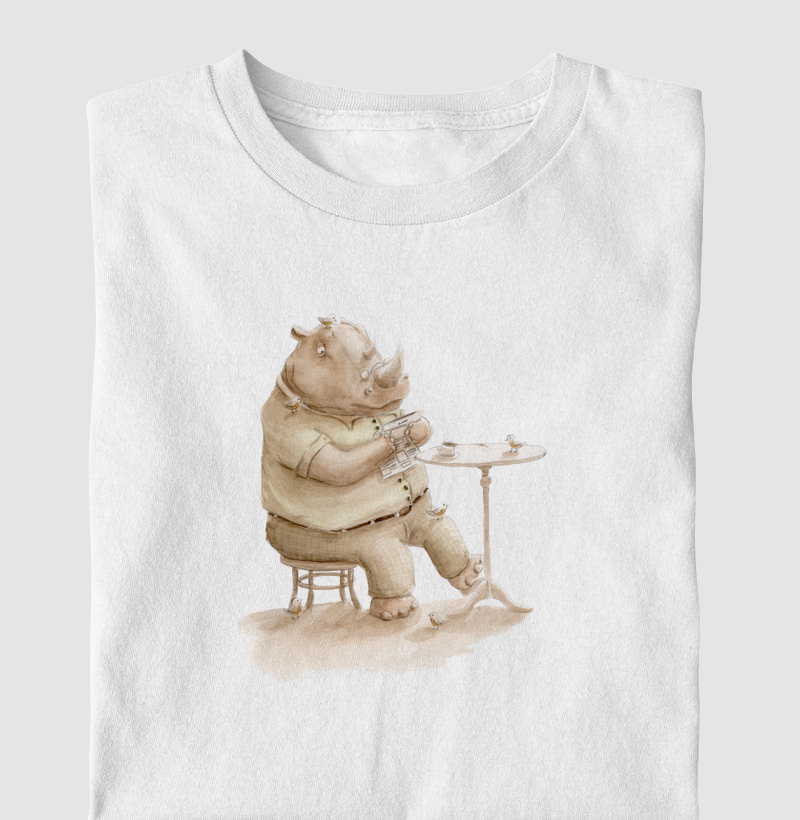 Camiseta Infantil Café com Rino