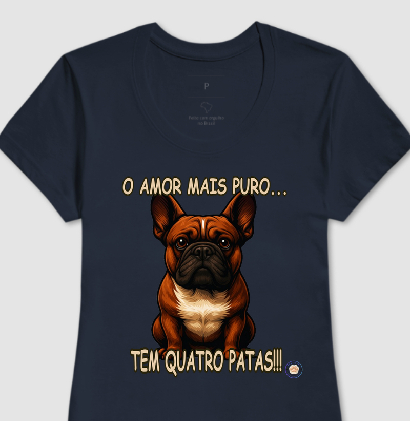 Camiseta Feminina Bulldog Amor Puro – Coleção Emoções