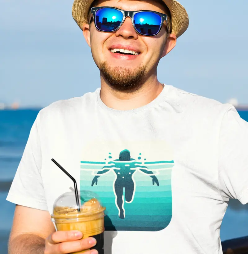 Abaixo da superfície V2 | Serenidade Subaquática | Camiseta de natação minimalista