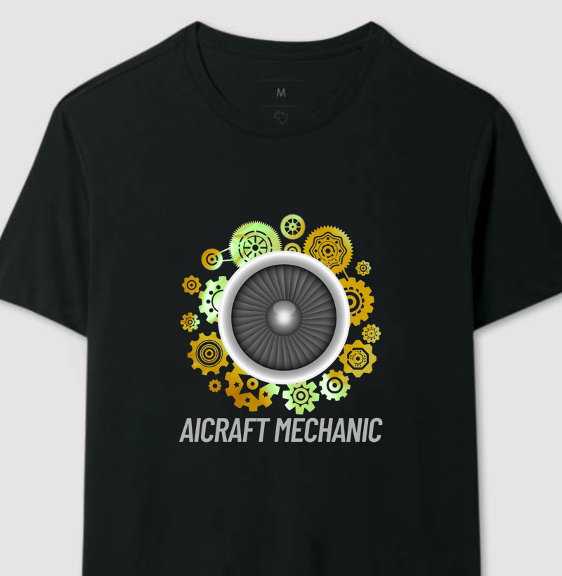 CAMISETA AIRCRAFT MECHANIC - LOGO AMARELO