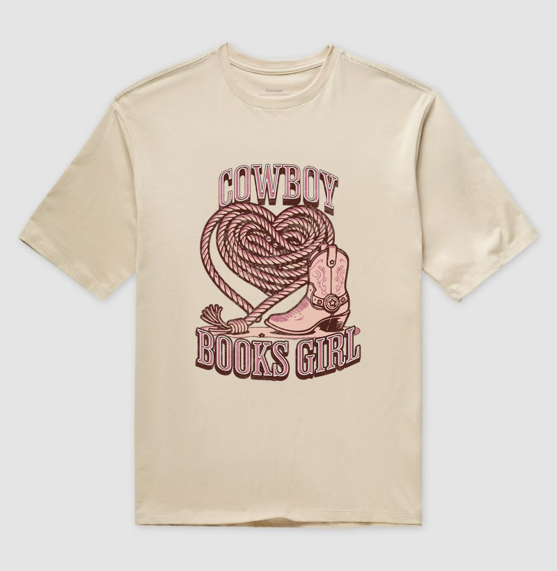 Camiseta Over - Cowboy books girl