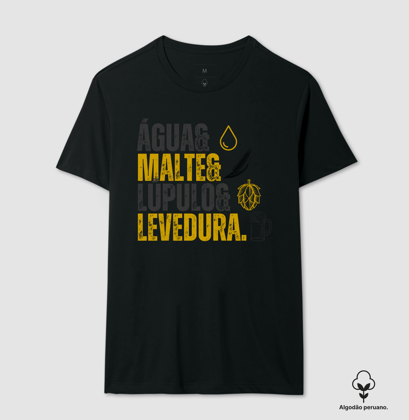 Estampa Água, Malte, Lúpulo, Levedura - A Essência da Cerveja em Quatro Elementos