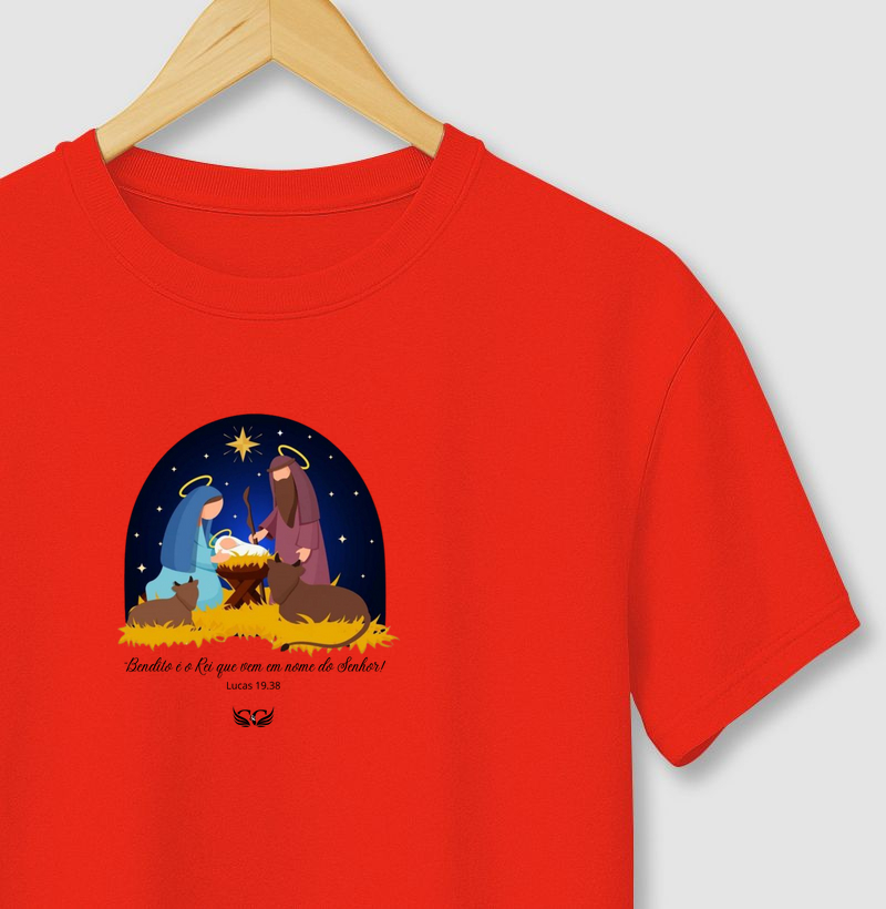 Camiseta de Natal Bendito o Rei que vem em nome do Senhor.