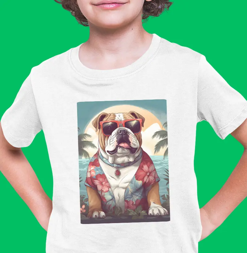 Camiseta Infantil Bulldog Ingles "Praieiro II"