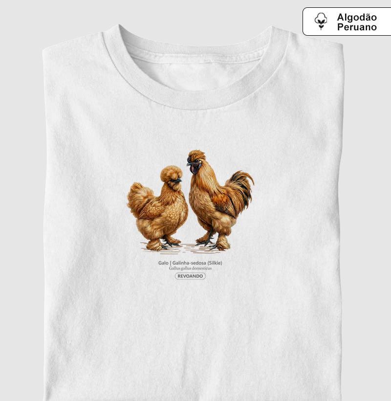 Traços Alados - Galo | Galinha-sedosa - Algodão Peruano