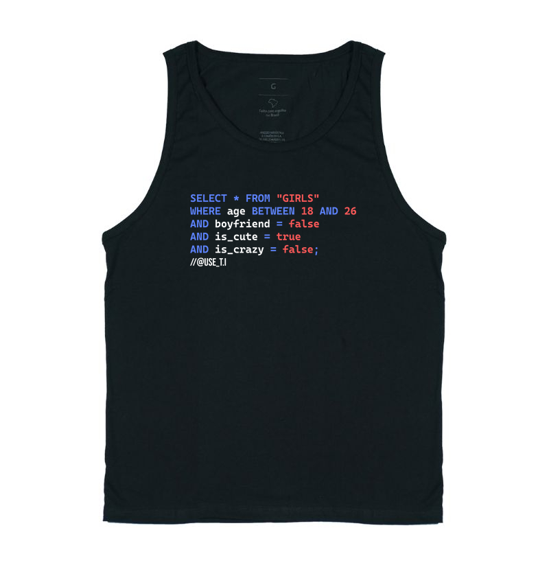 Camiseta Regata "Select Girls" Codigo T.I
