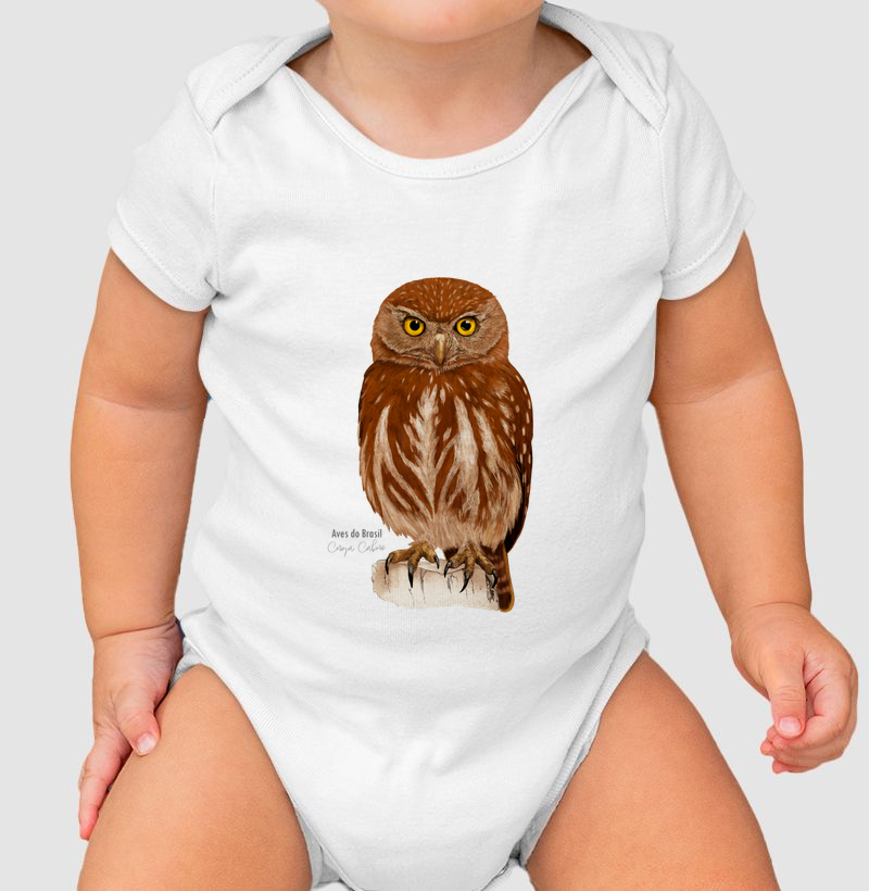 Aves do Brasil - Coruja Caburé - Body Infantil