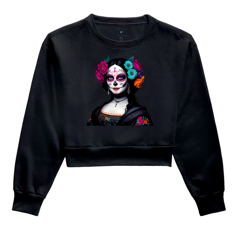 Catrina Enigma Floral | Cropped Manga Longa