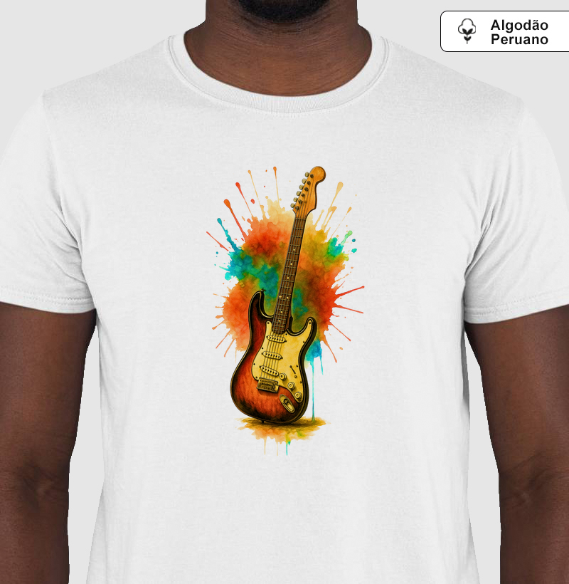 Camiseta Algodão Peruano para Guitarrista – Estampa Realista