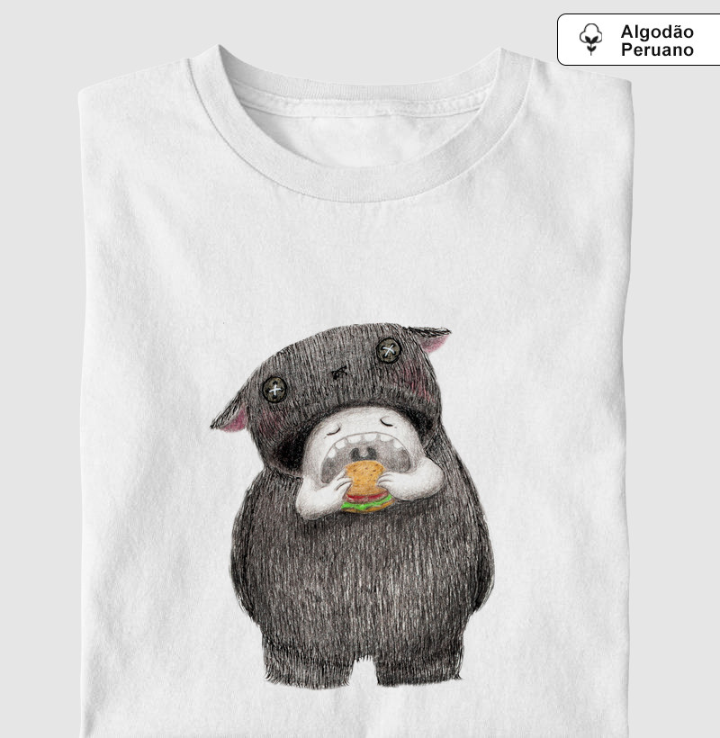 Camiseta Algodão Peruano Lanche Monstro Feliz