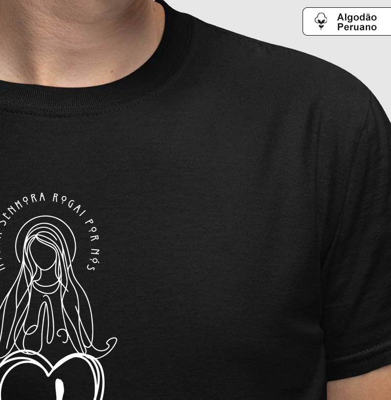 Estampa Nossa Senhora e Coração Preta Masc.