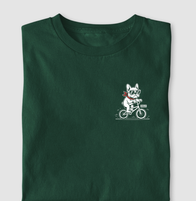 Camiseta "Buldogue Ciclista" - Estilo Minimalista