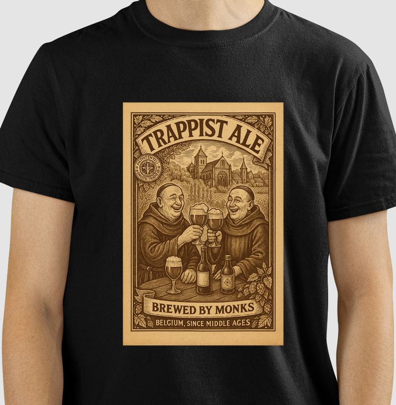 Camiseta Trappist Ale – Brewed by Monks | Estilo Vintage, Bélgica e Cerveja Artesanal