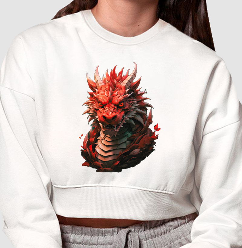 Moletom Cropped Dragão Rubro