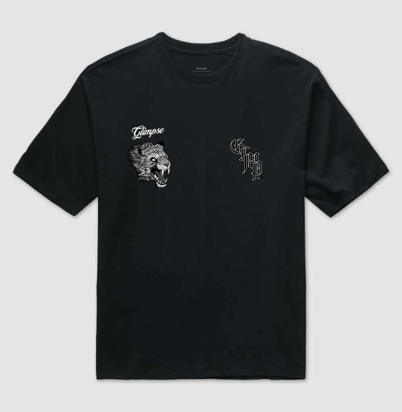 Camiseta Oversized Glimpse Tiger preta.