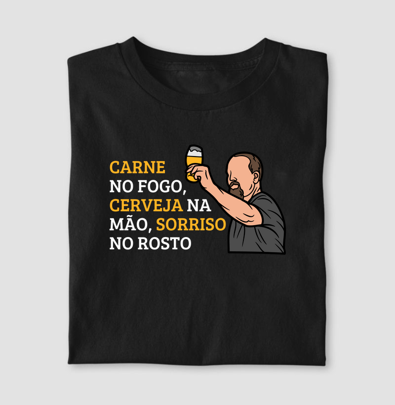 Carne, cerveja, sorriso