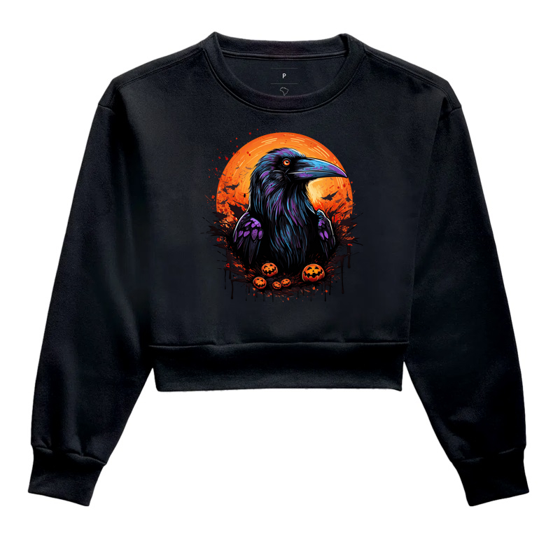 Corvo Noturno Halloween | Cropped Manga Longa