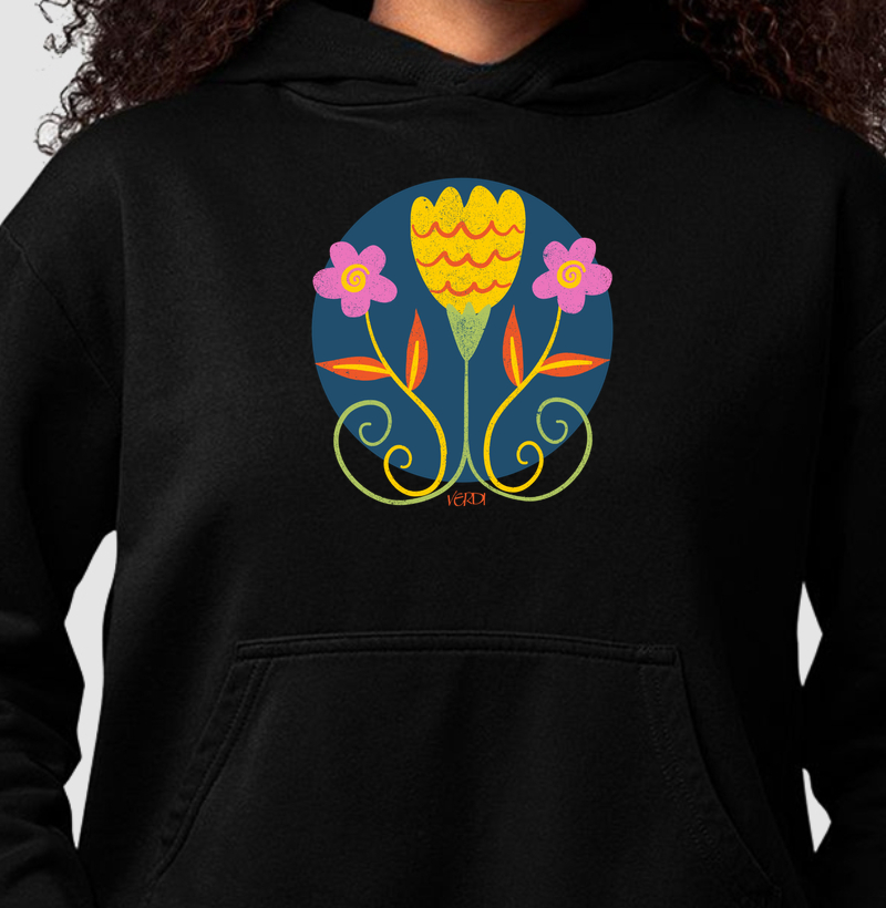 Desenho flores funco azul