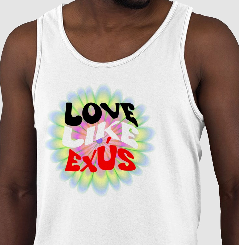 Camiseta Regata 100% Algodão - Love, Like, Exus