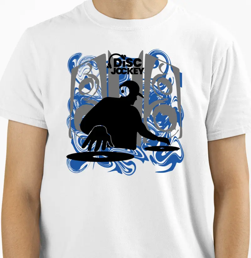 camiseta disc Jockey (escrita preta)