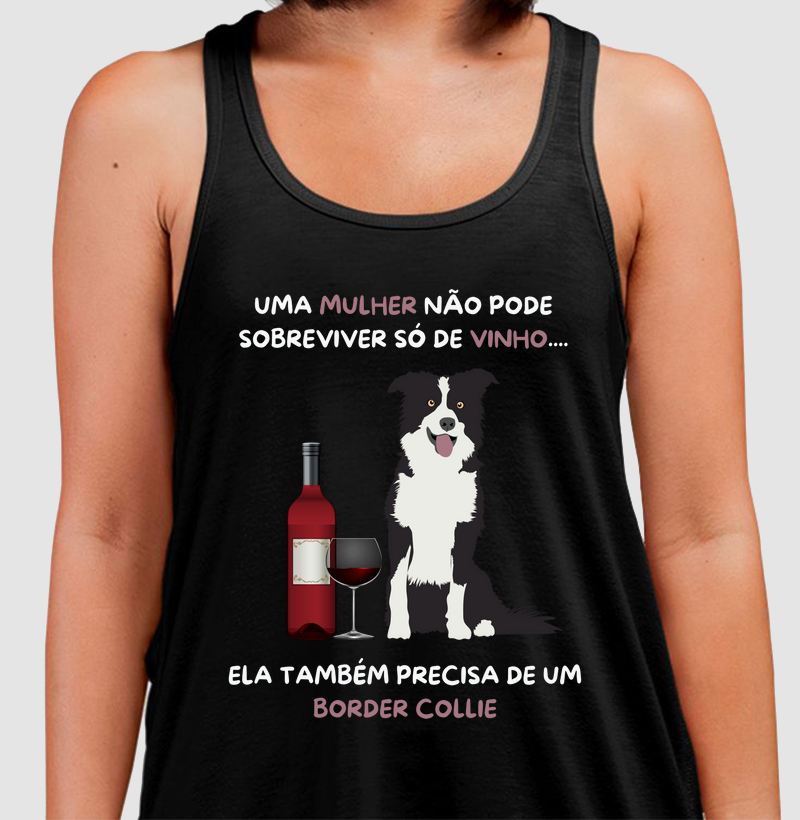Mulher, vinho e border collie
