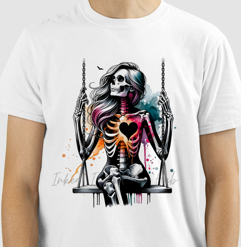 Skull Girl swinging heart Ink