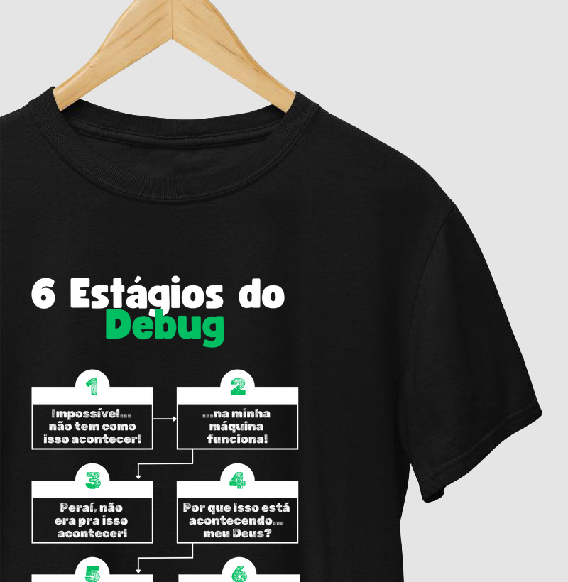 Camiseta Estágios do Debug