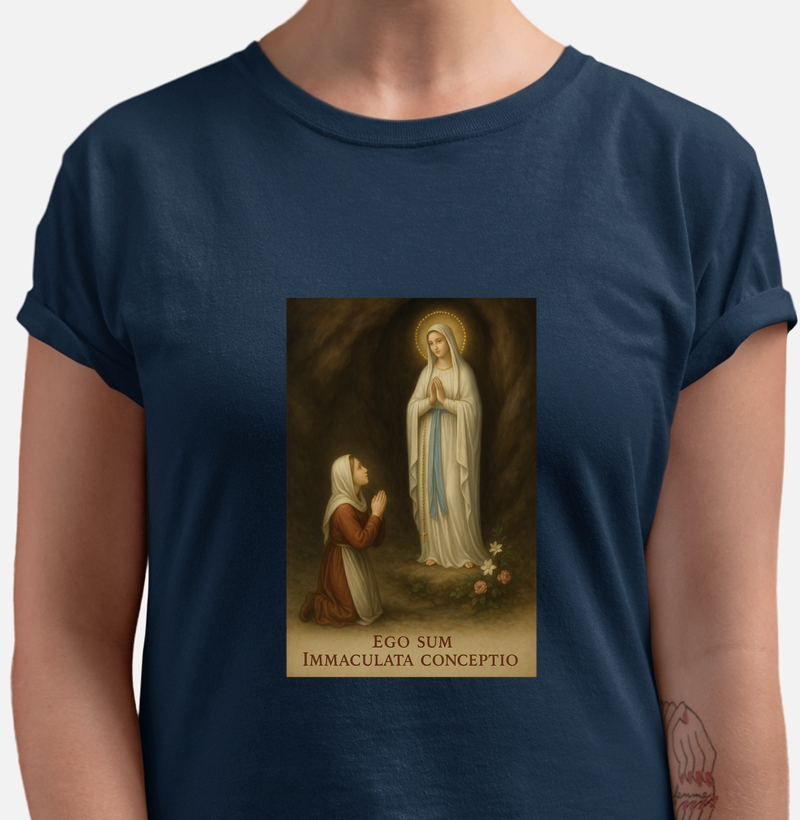 Camiseta  Ego Sum Immaculata Conceptio "Nossa Senhora de Lourdes e Santa Bernadette"