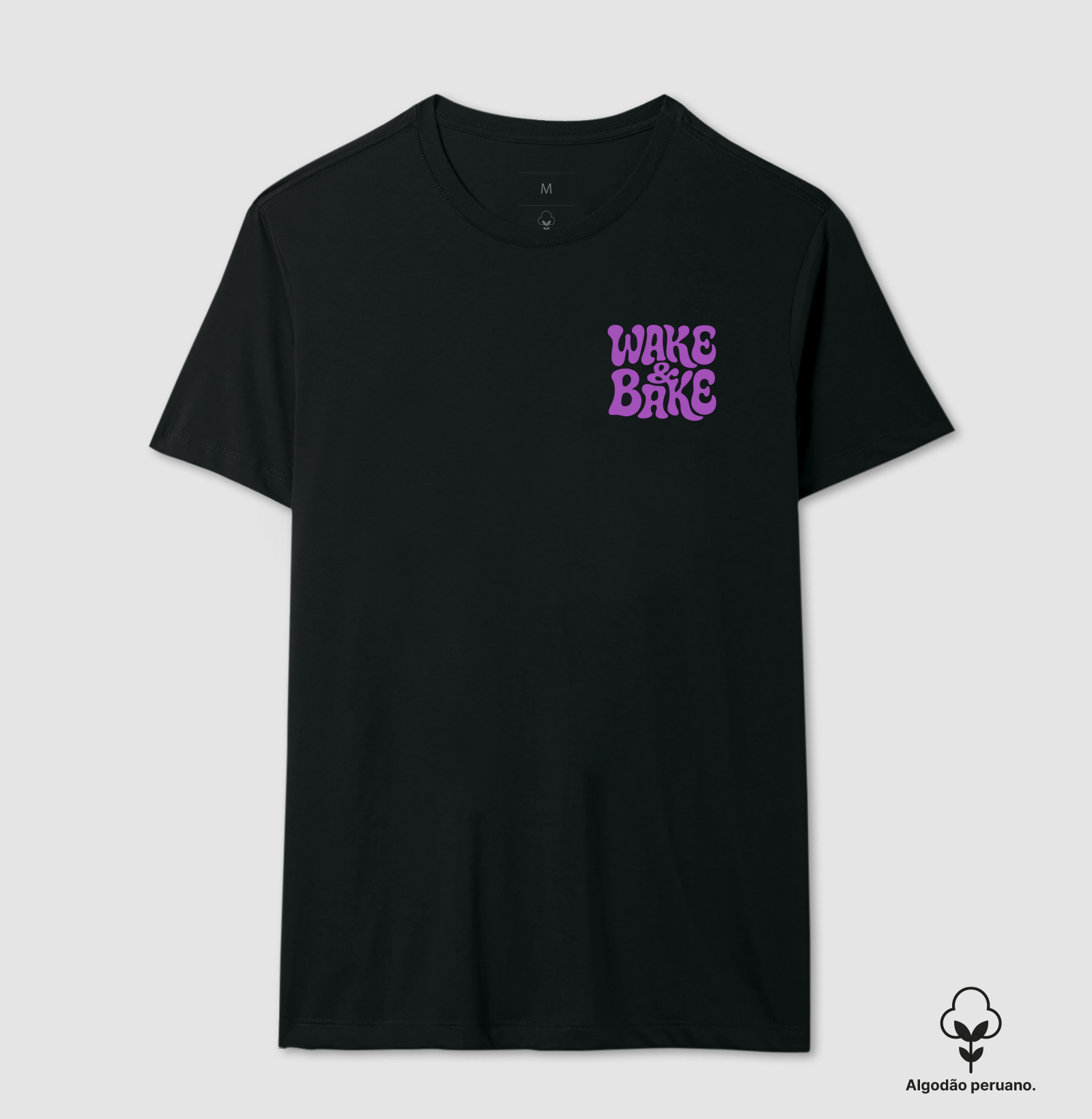 Camiseta algodão peruano - Wake & Bake Roxo